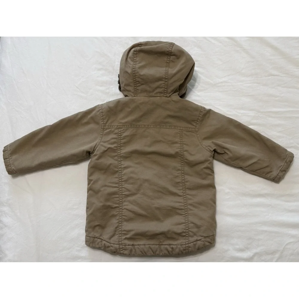 Old Navy Y2K Chore Coat‎ Jacket Barn Country Khaki 2T 2010 Hooded Sherpa Unisex